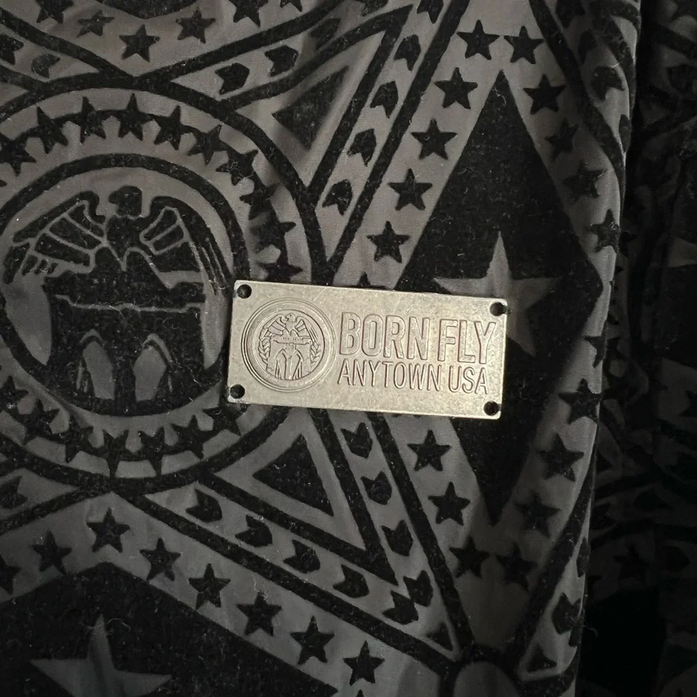Born Fly Mens Born Fly Anytown USA Black Bomber Jacket‎ Size Medium
